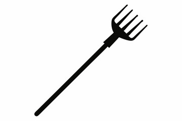 Garden Rake Silhouette Vector Illustration Black And White