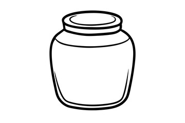 Glass Jar With Lid Line Art Vector Illustration With White