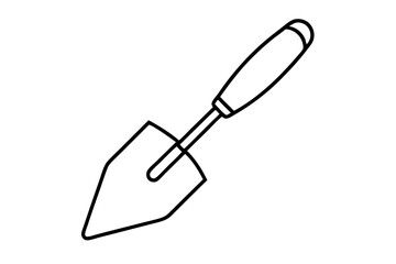Hand Trowel Line Art Vector Illustration With White