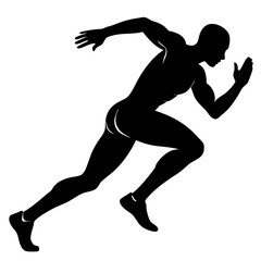 Silhouette of a sprinter in full motion vector illustration