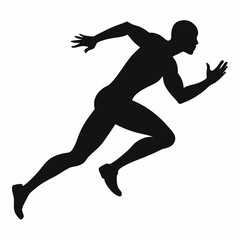 Silhouette of a sprinter in full motion vector illustration
