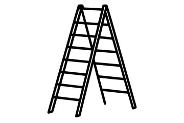 Metal Step Ladder Line Art Vector Illustration With White