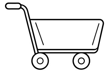 Rolling Laundry Cart Line Art Vector Illustration With White