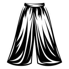Stylized illustration of wide legged pants with elastic waistband in black