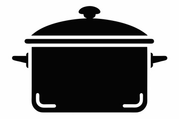Slow Cooker Silhouette Vector Illustration Black And White