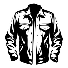Black and white vector illustration of a long sleeve button up shirt