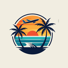  Travel and Tour Logo with Mountain and airplane vector 