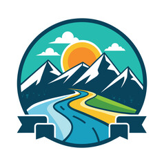  Travel and Tour Logo with Mountain and airplane vector 