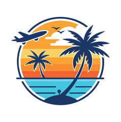  Travel and Tour Logo with Mountain and airplane vector 