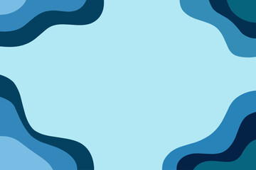 Abstract Blue Ocean Wave Background in Paper Cut Style