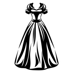 Elegant black and white ball gown dress vector image for designers