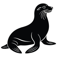 a sea lion silhouette vector art illustration, black sea lion vector