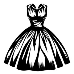 Stylish Retro Dress in Black and White Artistic Presentation for Fashion