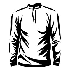 Stylized illustration of a long sleeved button down shirt in black and white
