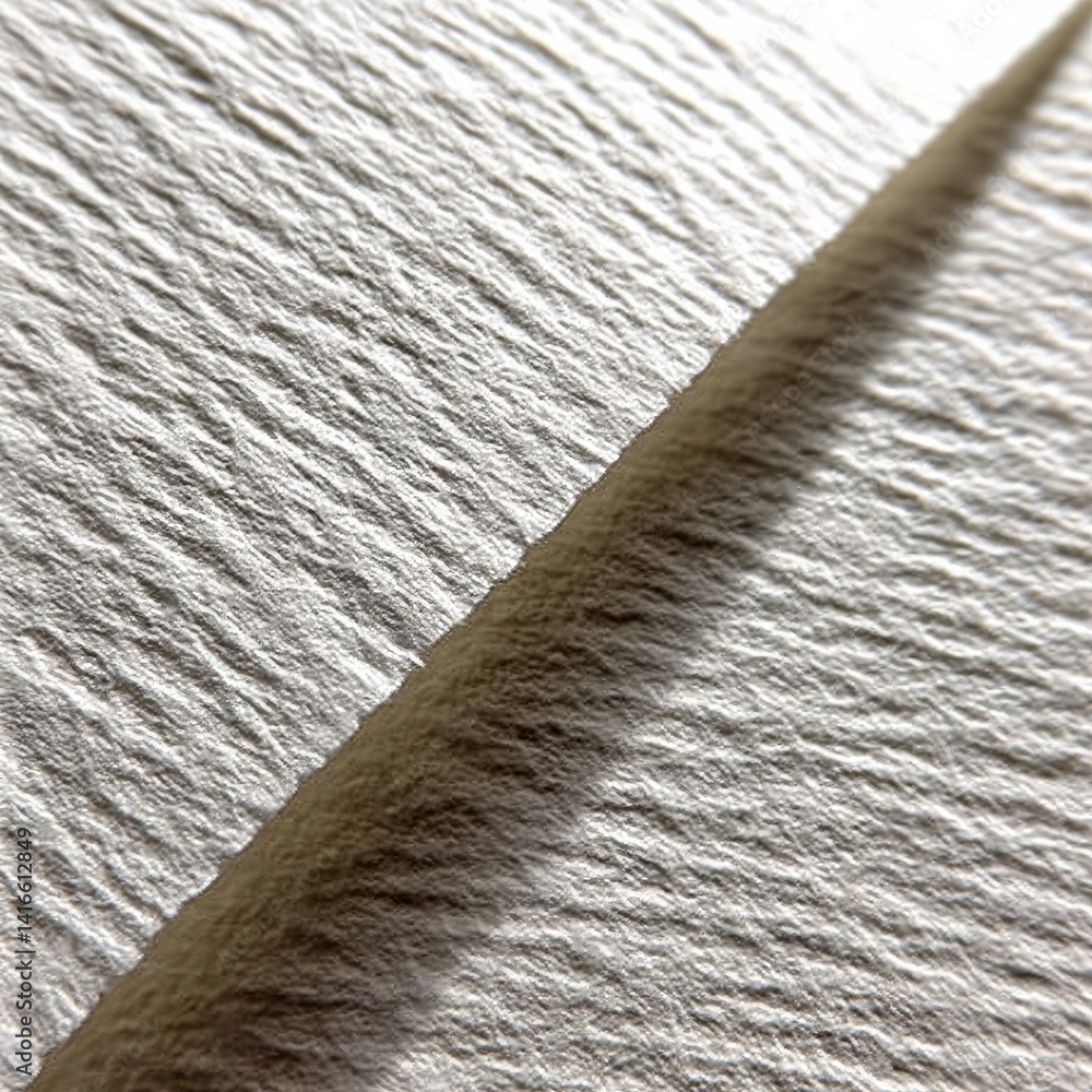 Poster macro of creased paper: abstract textured surface with light and shadow details revealing a fine lay