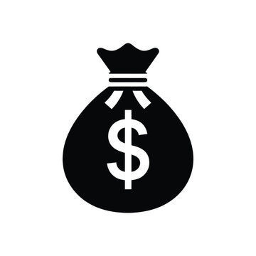 recommend clip art:  bag with dollar and euro, Black and White Dollar and Euro Money Bag Icon set vector silhouette white background 