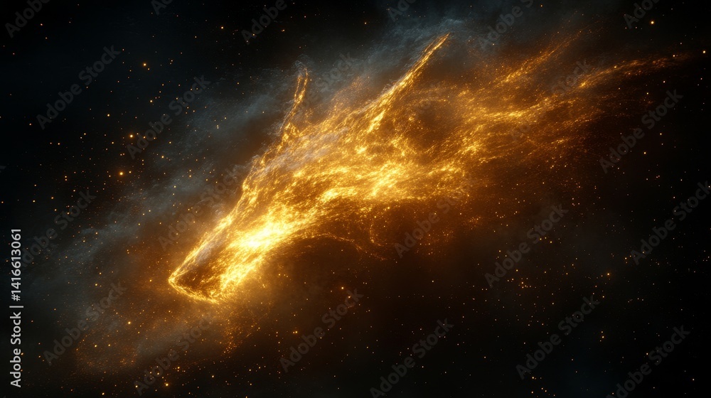 Poster stunning celestial firestorm rendering displaying an explosion of cosmic elements and radiant energy