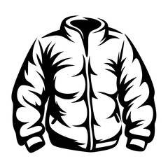 Stylized Black and White Puffer Jacket Vector Illustration for Clothing Designs