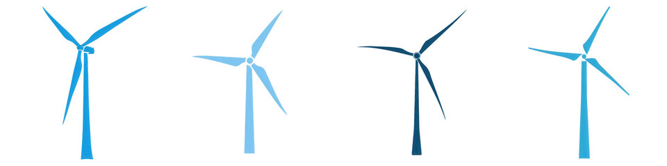 Obraz premium A serene landscape featuring multiple wind turbines spinning gracefully in a clear blue sky, symbolizing renewable energy and sustainability isolated on white or transparent png