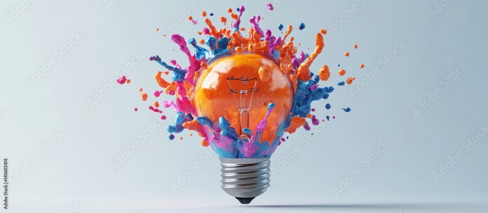 Aufkleber a captivating depiction of a lightbulb engulfed in a vibrant explosion of colors representing creati