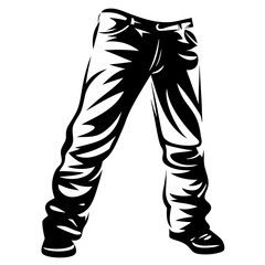 Graphic Black and White Illustration of Jeans and Shoes, Modern Style