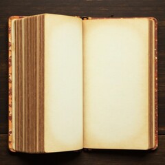 Old wooden frame with blank pages in a vertical album , texture, paper, wood