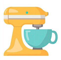 Yellow stand mixer with teal bowl, perfect for baking and cooking