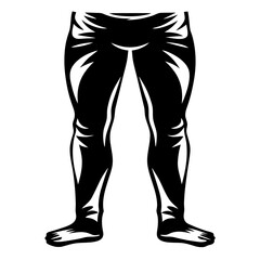 Stylized Black and White Illustration of Bare Legs and Feet Front View