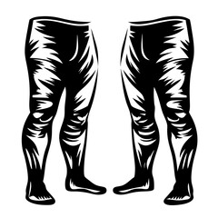 Stylized graphic illustration of two pairs of legs in black and white