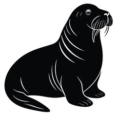 Walrus icon vector on White Background ,Vector Art Illustration on white background.