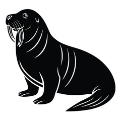 Walrus icon vector on White Background ,Vector Art Illustration on white background.