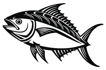 Beautiful fish mackerel fish silhouette black vector illustration 