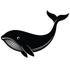 Vector black silhouette of a dolphin isolated on a white background