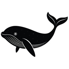 Vector black silhouette of a dolphin isolated on a white background