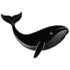 Vector black silhouette of a dolphin isolated on a white background