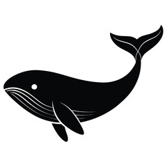 Vector black silhouette of a dolphin isolated on a white background