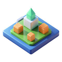 Naklejka premium Isometric house model with blocks for modern architectural design