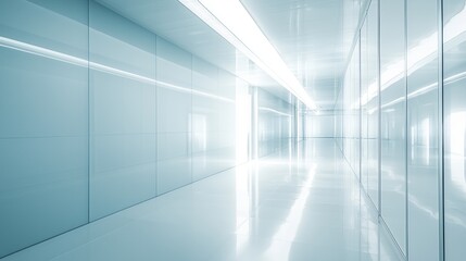 Fototapeta premium Bright and modern corridor with sleek surfaces and minimalist design in a futuristic building environment