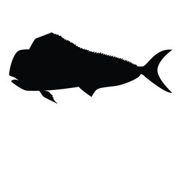 Cute cartoon hand drawn vector mahi mahi fish silhouette.