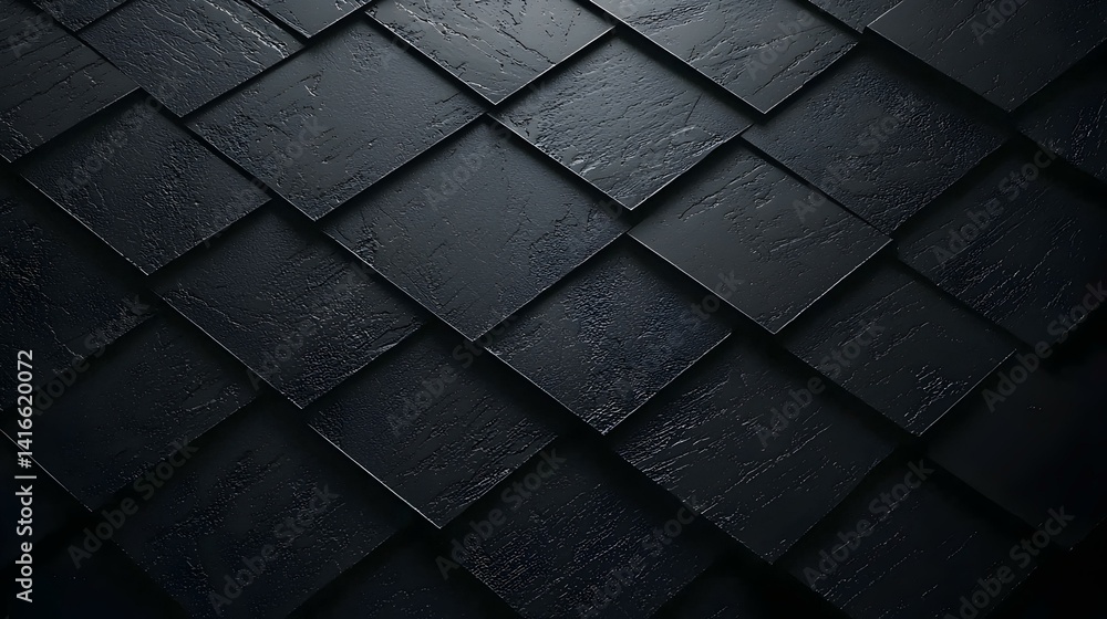 Aufkleber abstract dark textured geometric pattern of overlapping black squares. ideal for backgrounds, websit
