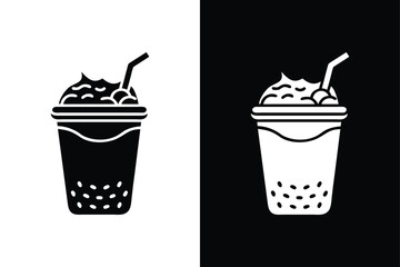 Flat Design Slush Drink Icon. Modern Frappe Silhouette
