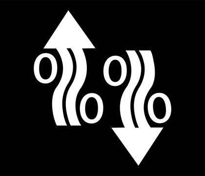 Percent arrow up and down icon. Isolated percentage increase and decrease symbols.