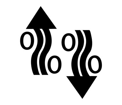 Percent arrow up and down icon. Isolated percentage increase and decrease symbols.