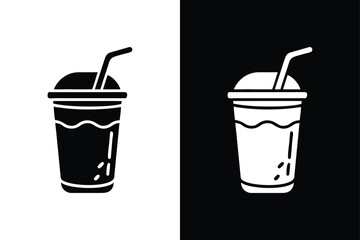 Slushy Drink Icon. Black and White Vector Illustration