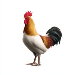 Fototapeta premium Rooster standing tall isolated on white background