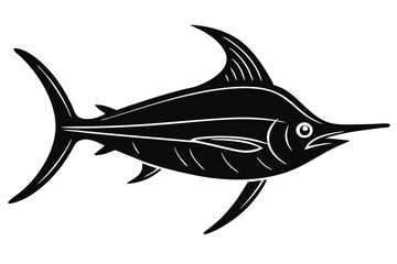 Obraz premium Beautiful fish swordfish fish silhouette black vector illustration 