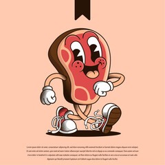 Happy Smoked Meat Cartoon Mascot Logo