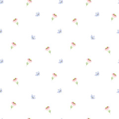 Plant branches with berries. Simple pattern. Watercolor