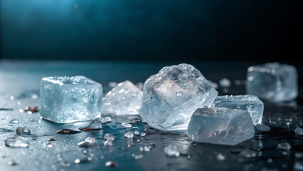 Obraz premium Crystal Clear Ice Cubes Sparkling Water Texture and Refreshing Coolness