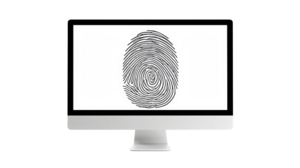 Fingerprint scan on a computer monitor
